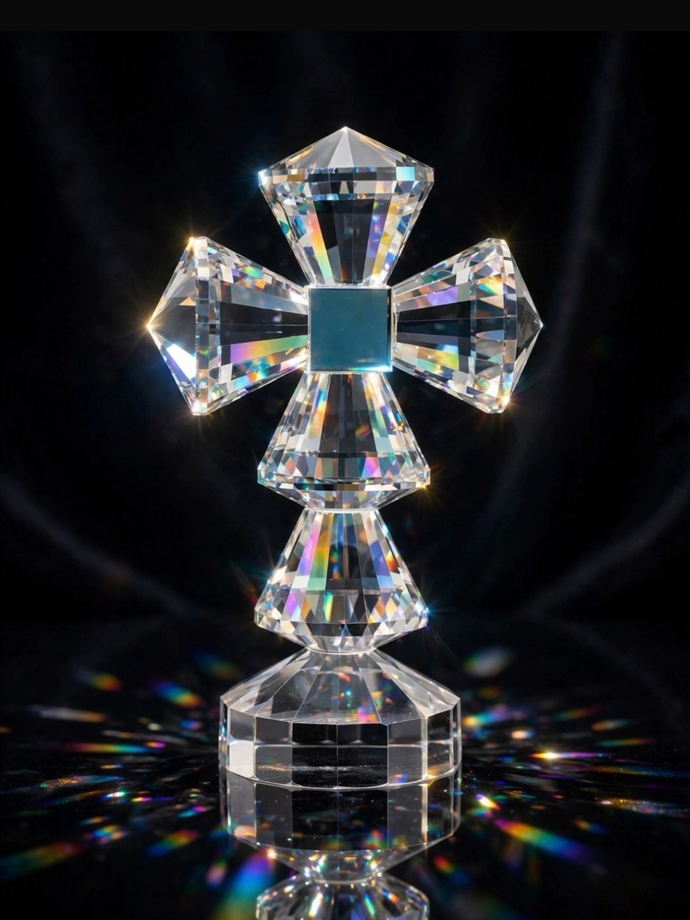 Oleg Cassini Crystal Cross - Aurora Borealis Prism - Signed - Vintage Luxury